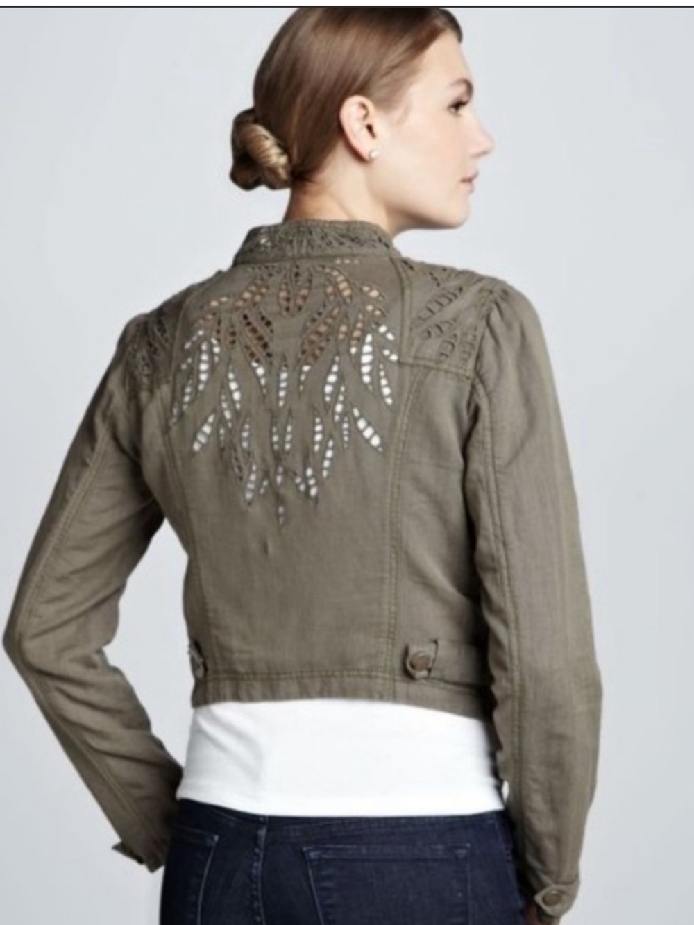 Free People Olive Cutout-Back Women’s Utility Jacket